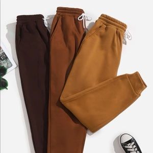 3 pcs drawstring waist thermal sweatpants